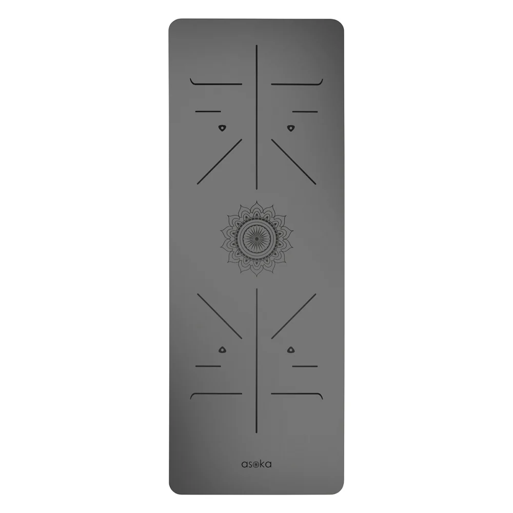 Asoka - Alignment Yoga Mat Charcoal Mandala