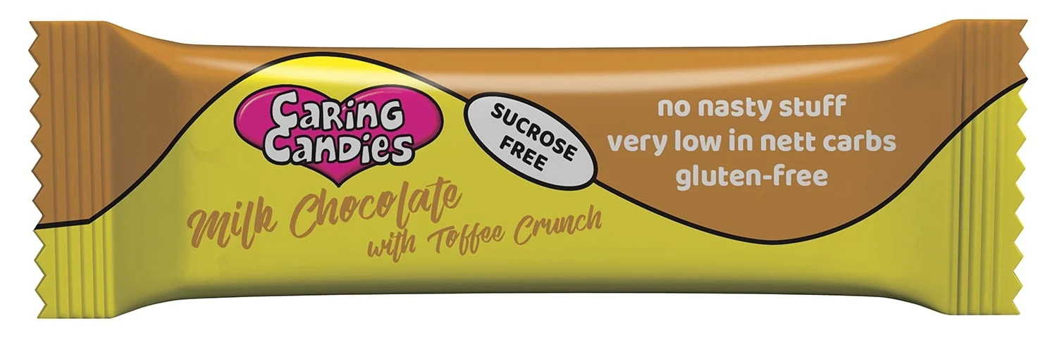 Caring Candies - Chocolate Bar Toffee Crunch Sugar Free 50g