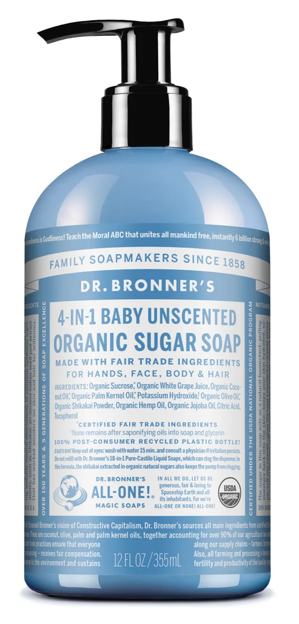 Dr Bronner - Baby Sugar Soap Unscented 355ml