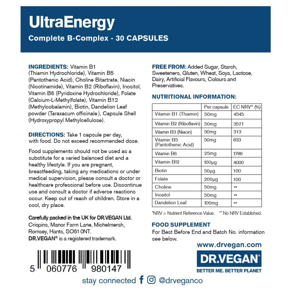 Dr Vegan - UltraEnergy Complete B-Complex 30s - Image 3
