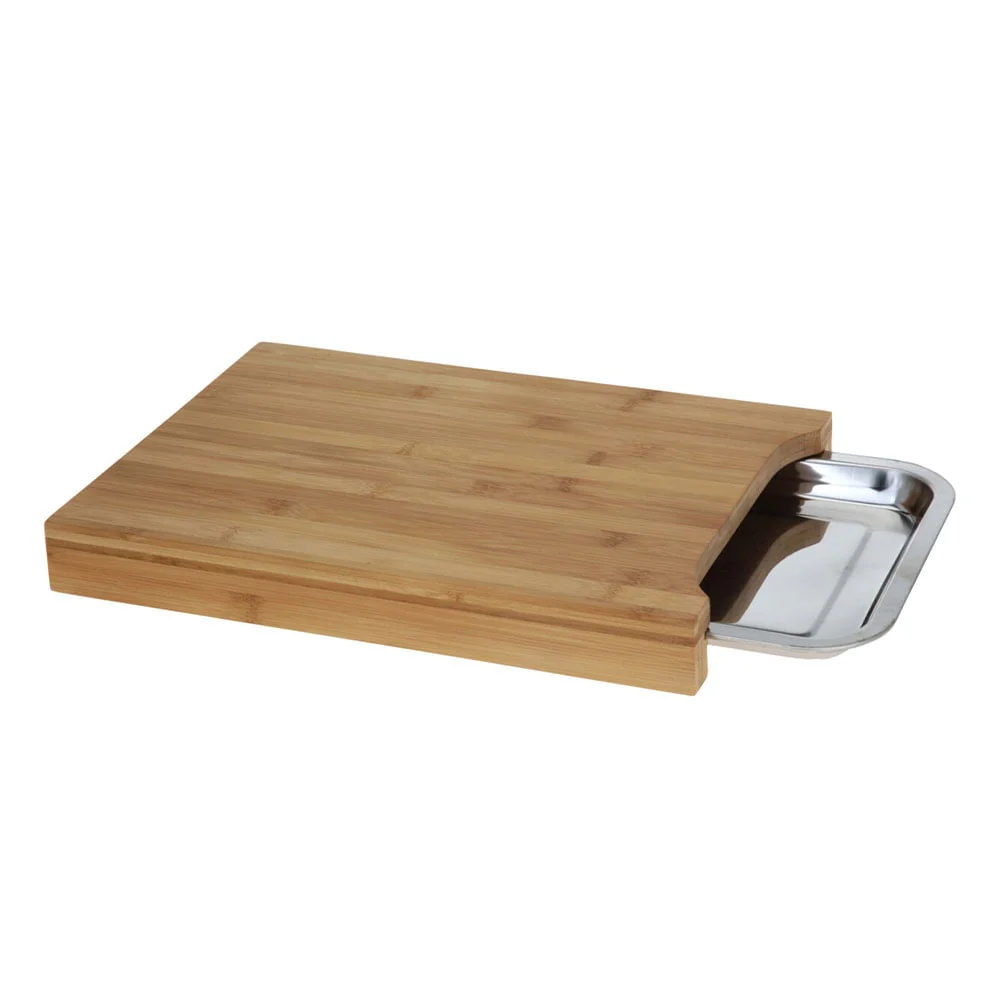 Eco Lifestyle - Bamboo Cutting Board with Stainless Steel Tray