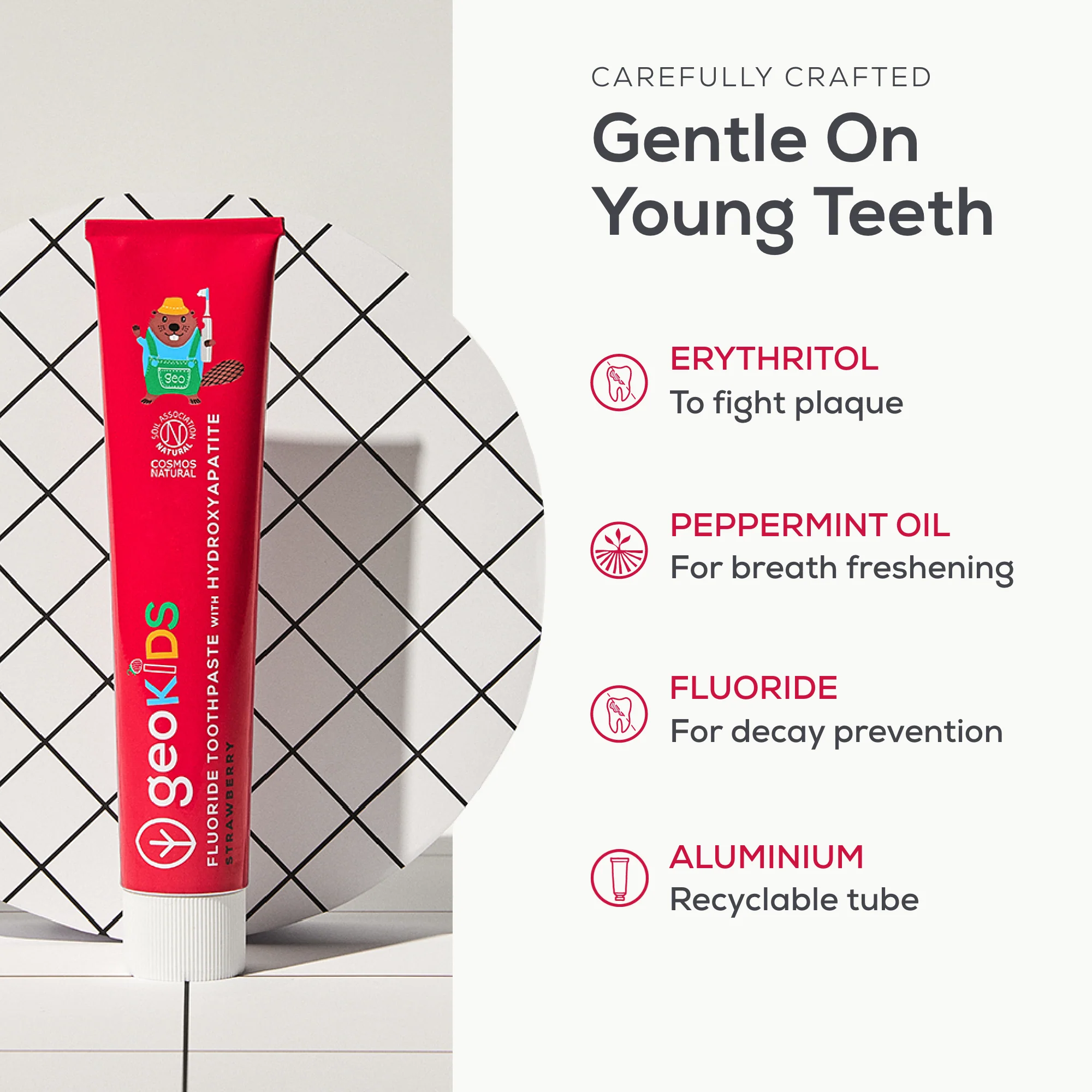 Georganics - Kids Fluoride Toothpaste With Hydroxyapatite Strawberry 75ml - Image 4
