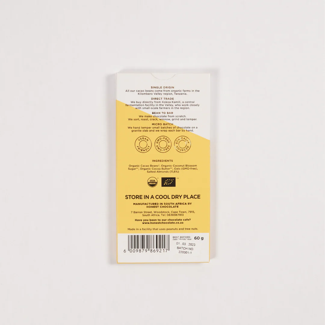Honest - 54% Dark Chocolate Mylk Salted Almonds 60g - Image 2