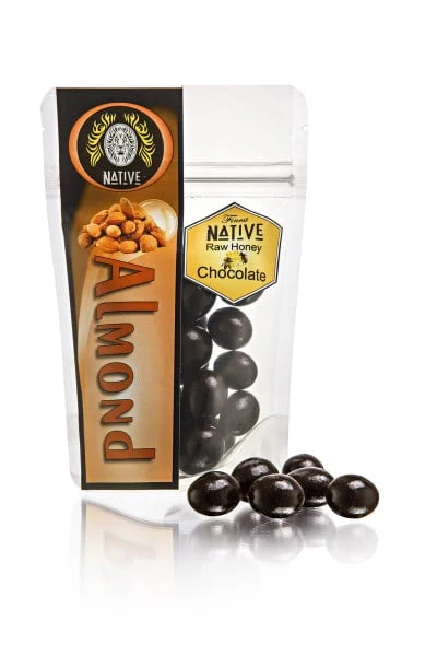 Kathy's Kitchen - Almonds Coated In Raw Honey Chocolate 100g