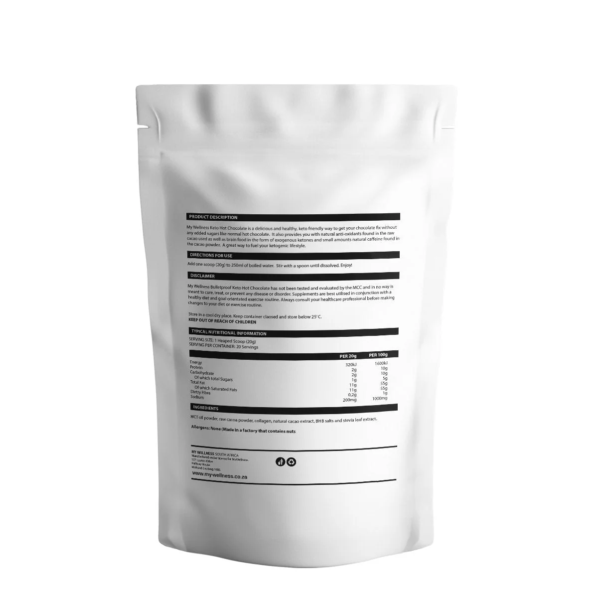My Wellness - Bullet Proof Keto Hot Chocolate Salted Chocolate 400g - Image 2