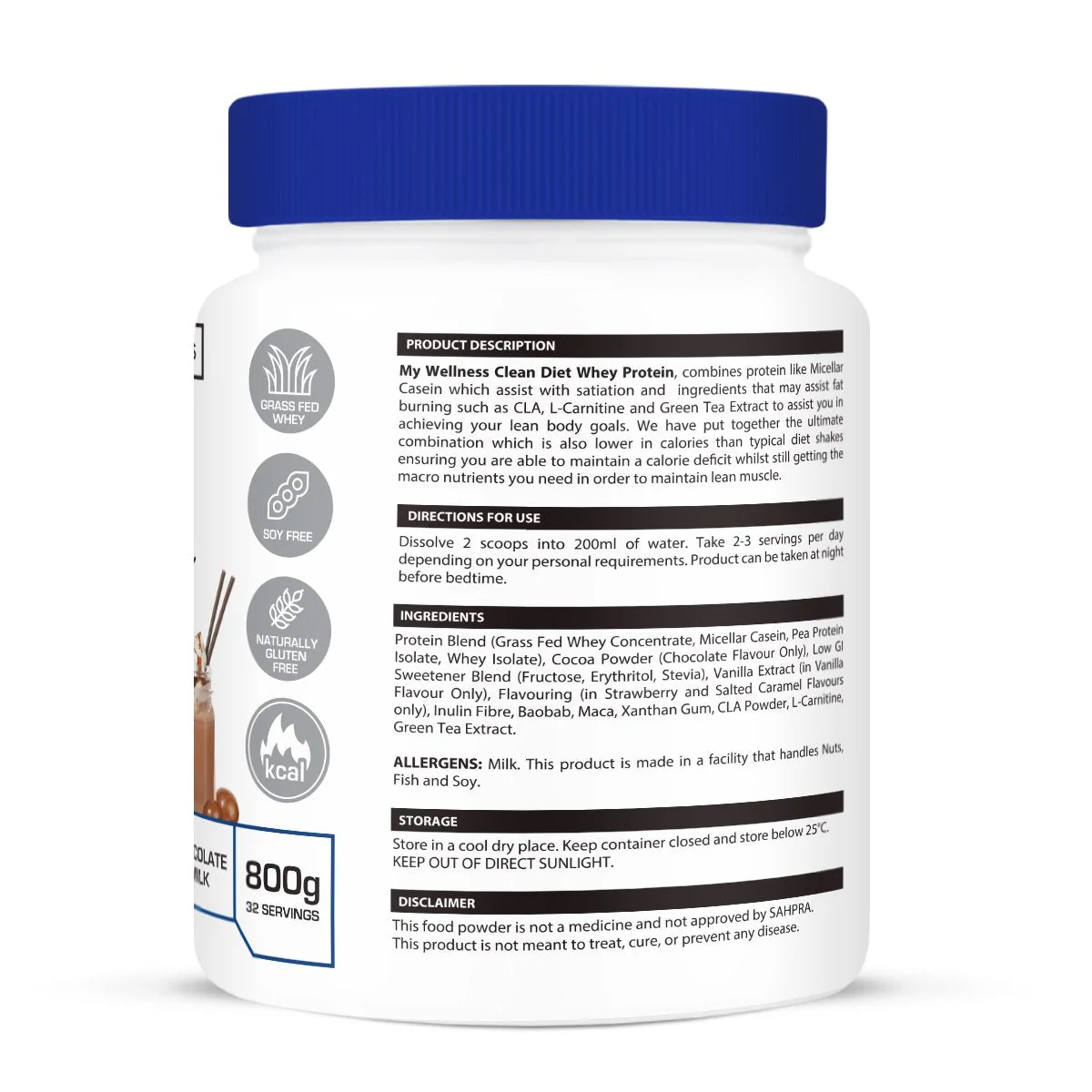 My Wellness - Clean Diet Whey Chocolate Milk 800g - Image 2