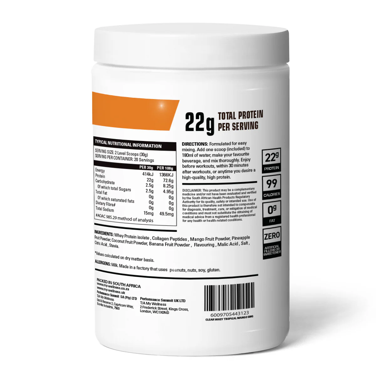 My Wellness - Clear Whey Isolate Tropical Mango 600g - Image 2