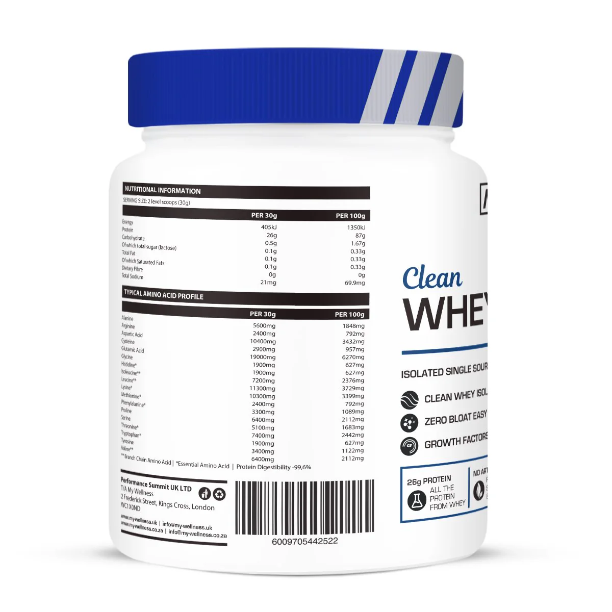 My Wellness - Clean Whey Isolate Unflavoured 800g - Image 3