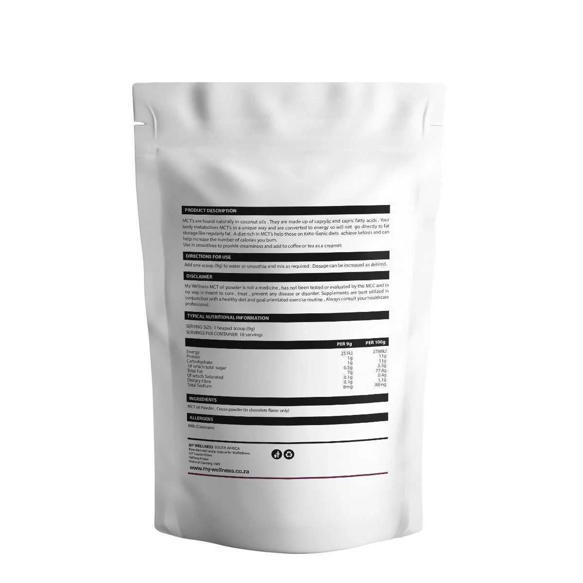 My Wellness - MCT Oil Powder Unflavoured 350g - Image 2