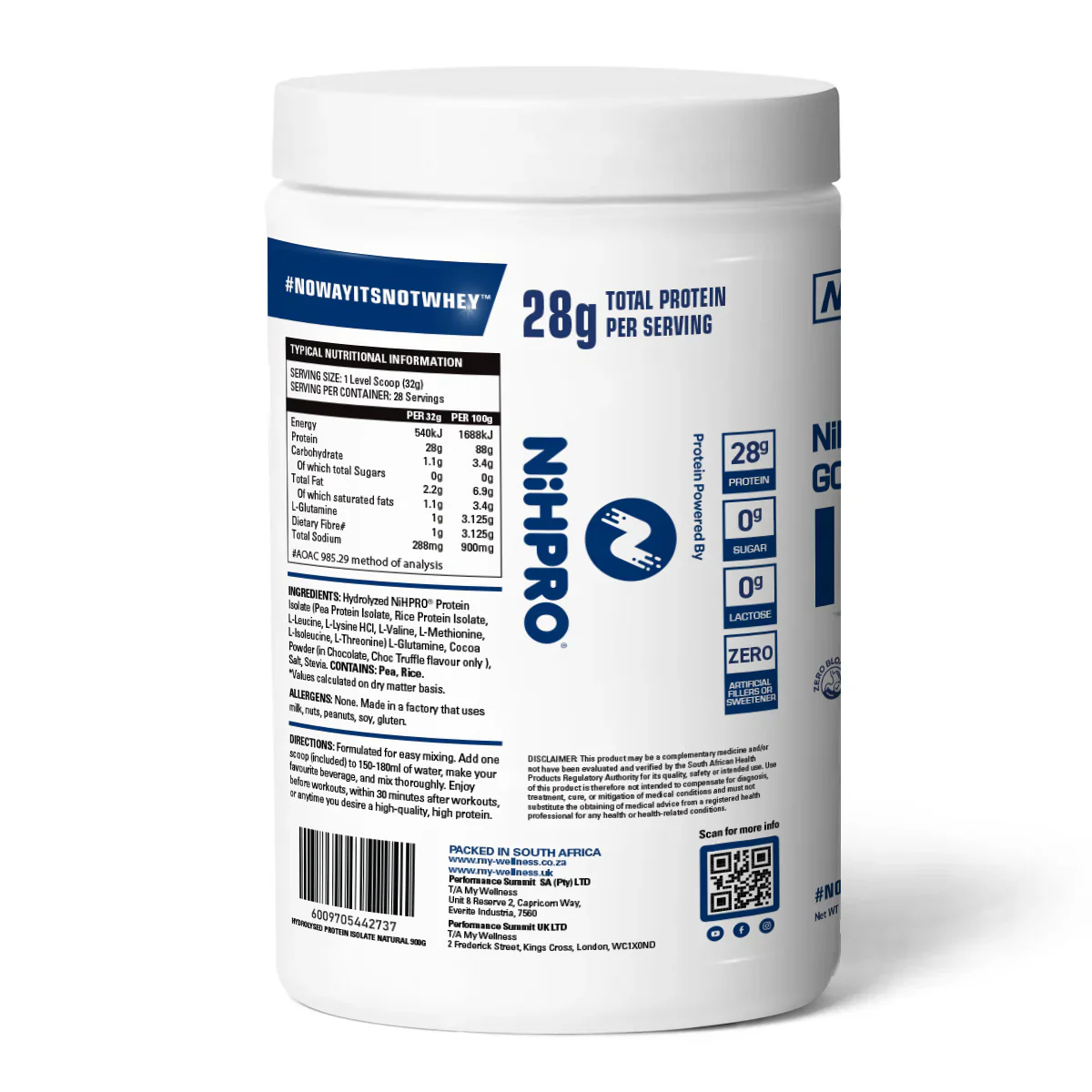 My Wellness - NiHPRO PROTEIN ISOLATE Natural Unflavoured 900g - Image 2