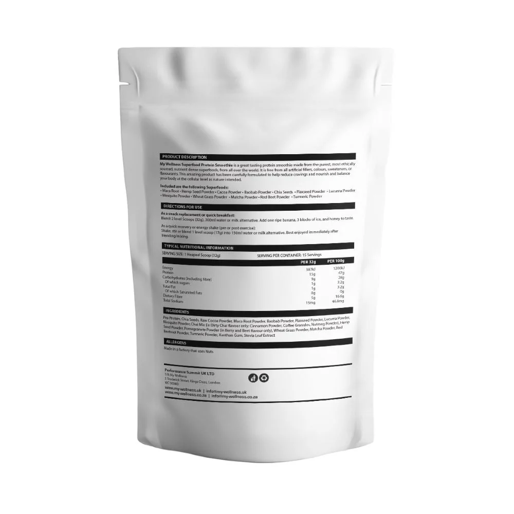 My Wellness - Superfood Protein Smoothie Creamy Indian Chai 430g - Image 2