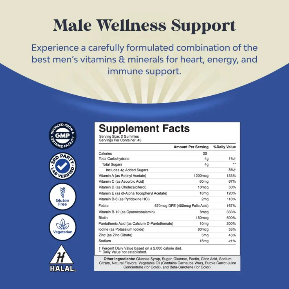 Nature's Craft - Men's Multivitamin Gummies Orange Cherry Strawberry 90s - Image 3