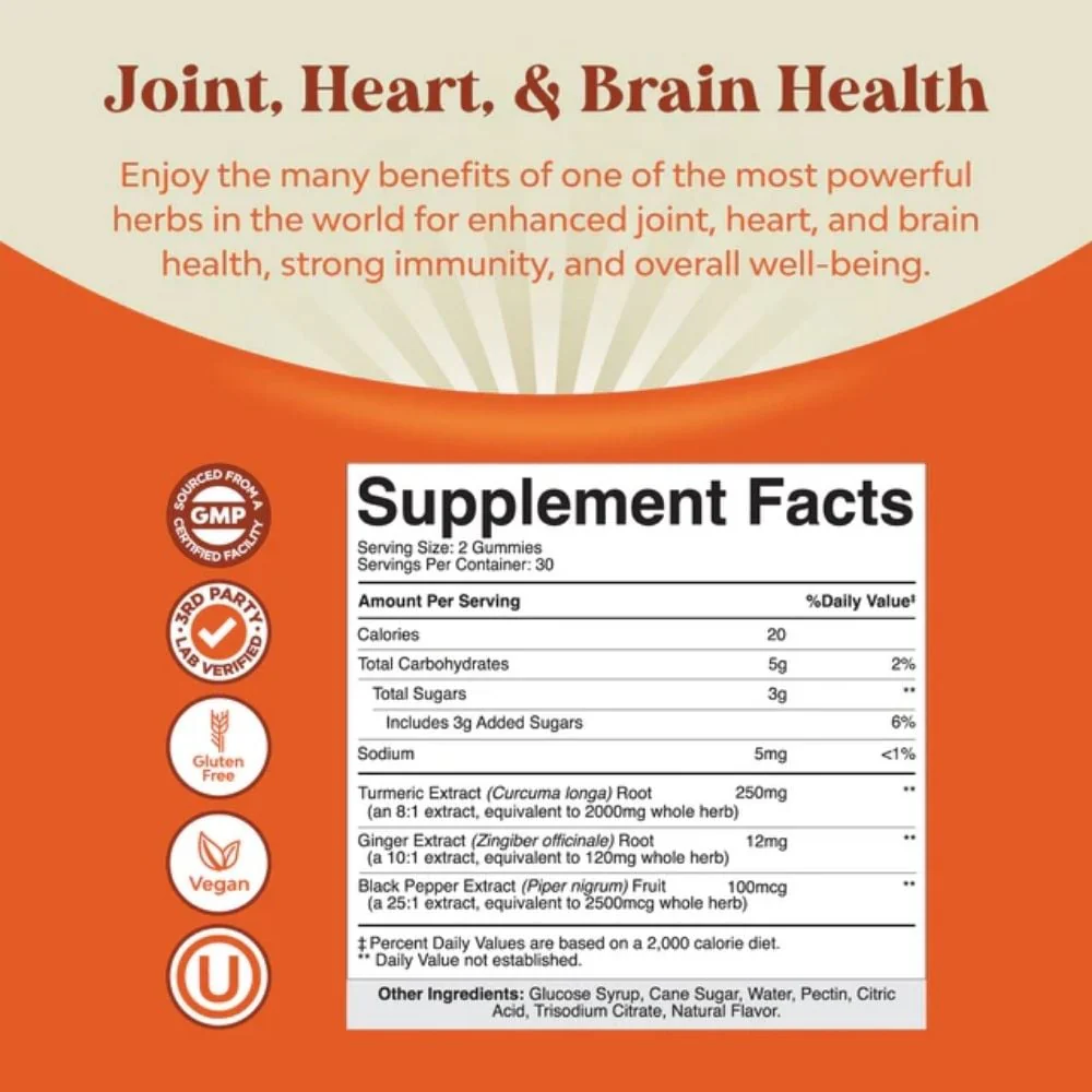 Nature's Craft - Turmeric Gummies Peach 60s - Image 2