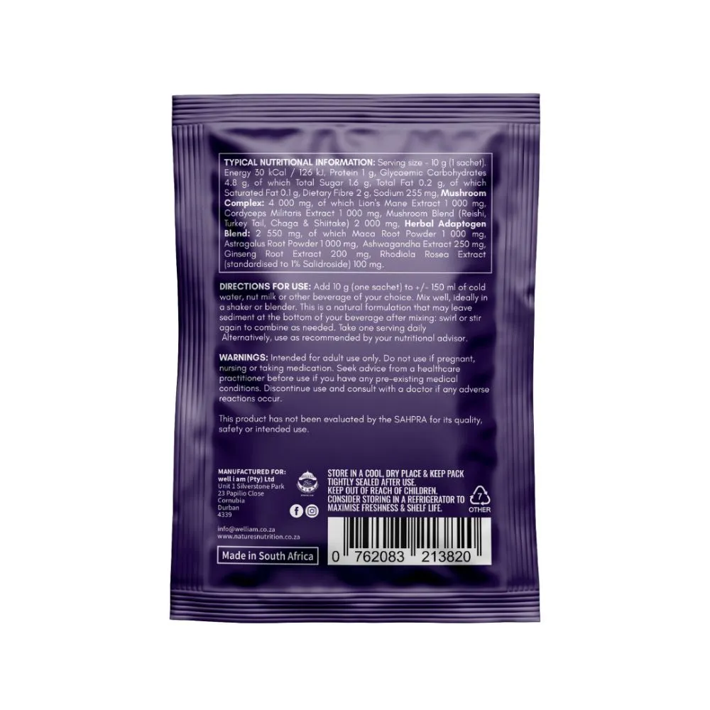 Nature's Nutrition - Mega Shrooms & Adaptogens Powder Sachet 10g - Image 2