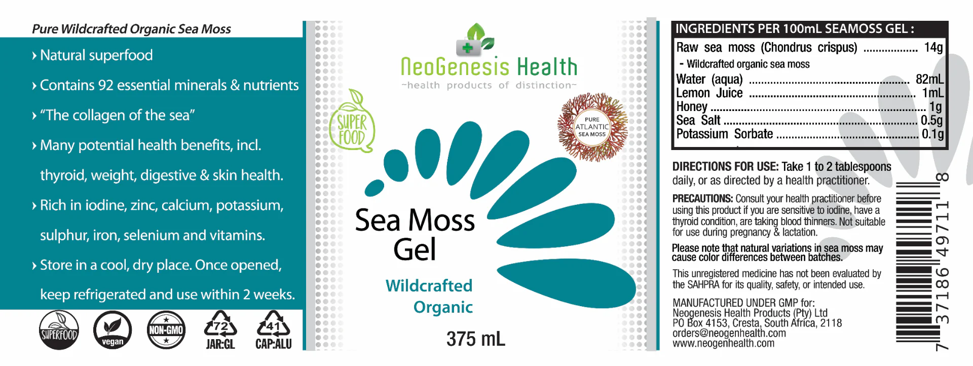 NeoGenesis - Sea Moss Gel 375ml - Image 2