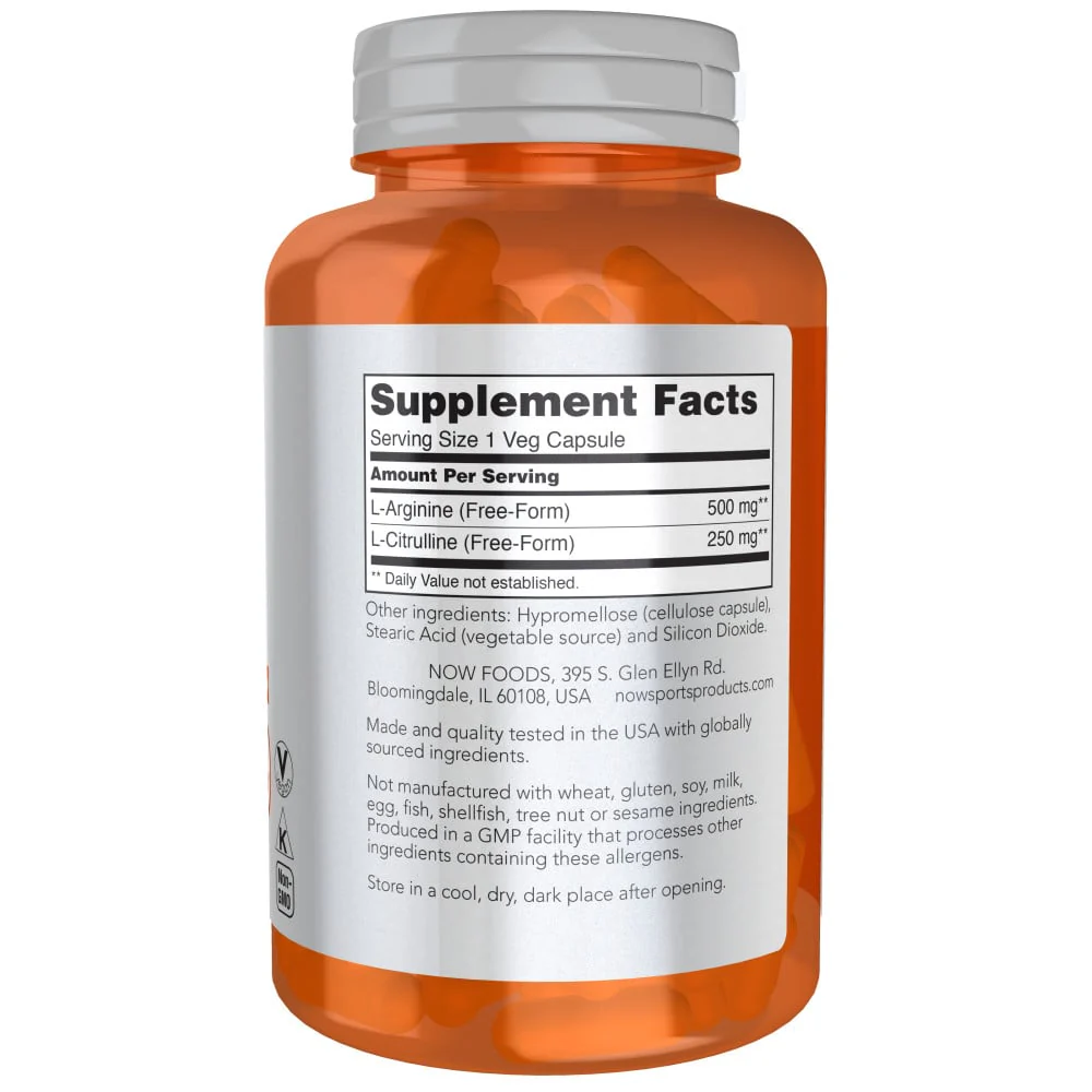 NOW - Arginine & Citruline 500mg/250mg 120s - Image 2