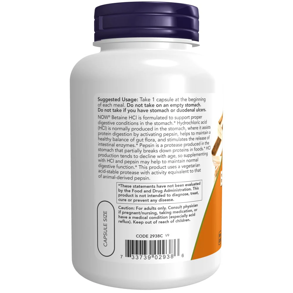 NOW - Betaine HCl 648 mg 120s - Image 3
