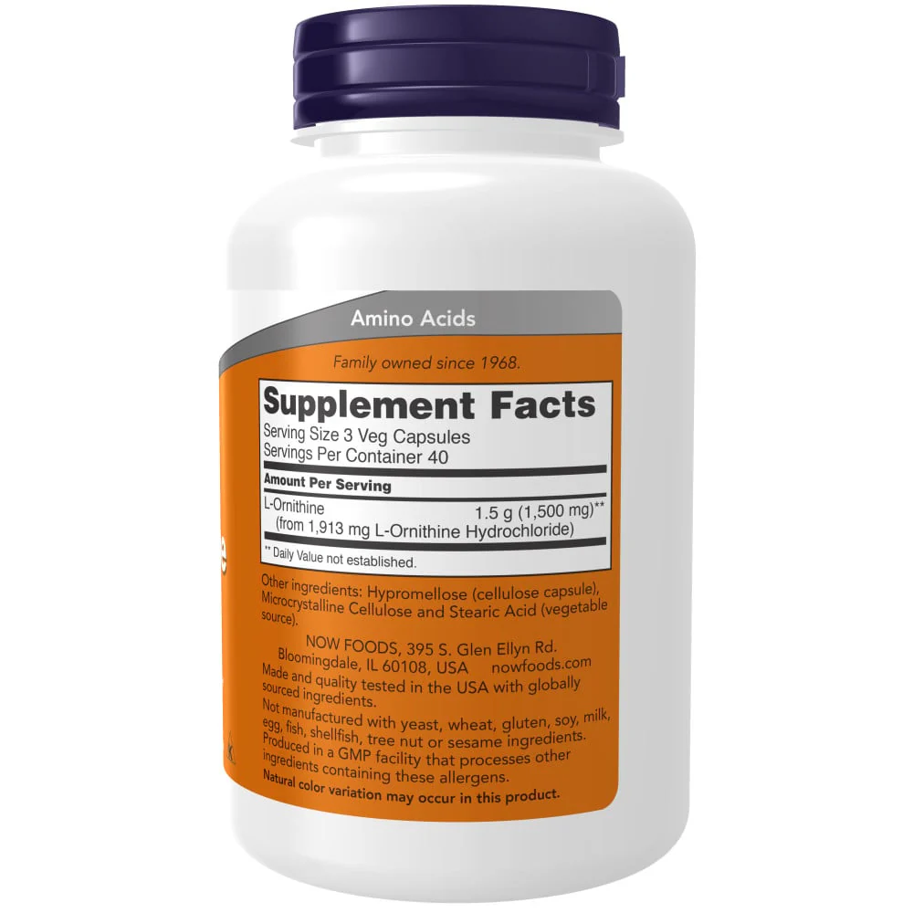 NOW- L-Ornithine 500 mg 120s - Image 2