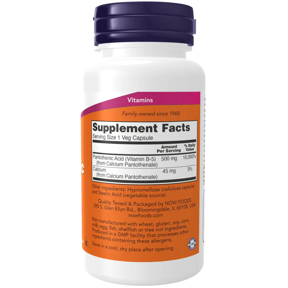 NOW - Pantothenic Acid 500mg 100s - Image 2