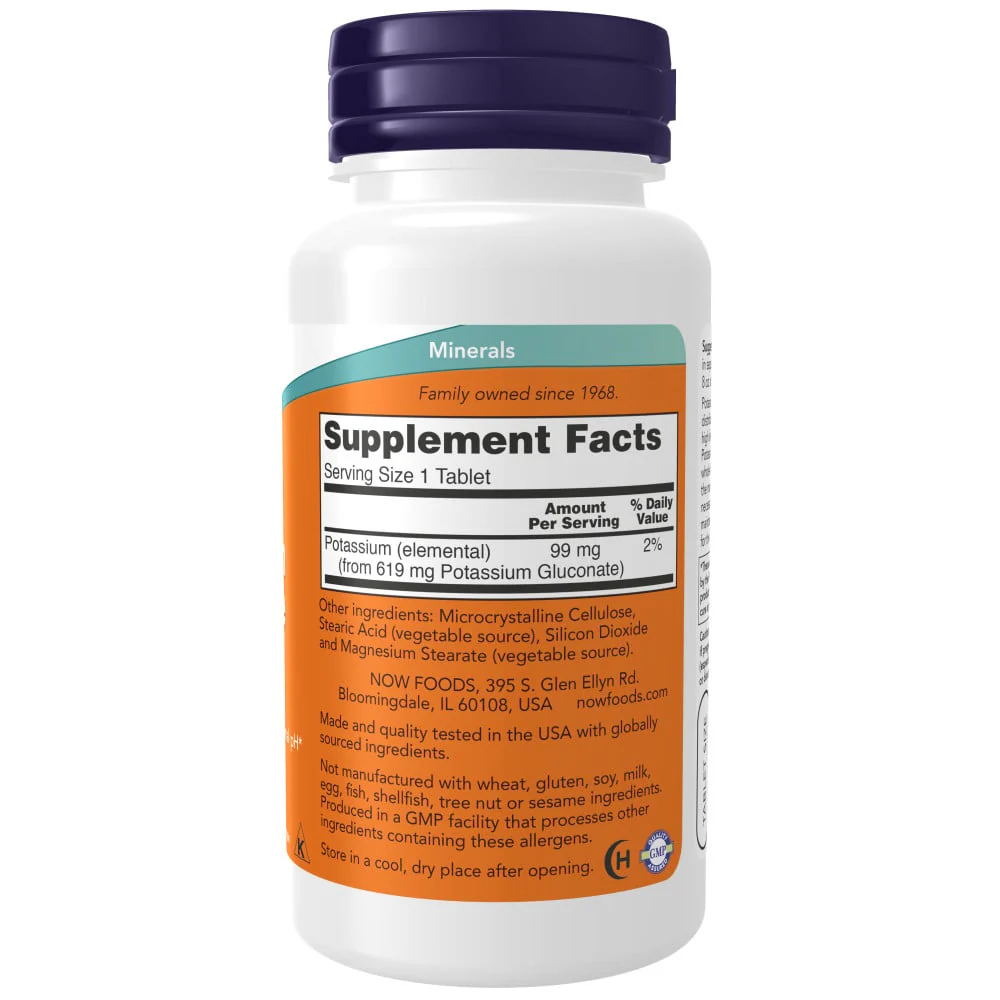 NOW - Potassium Gluconate 99mg Vegetarian 100s - Image 2