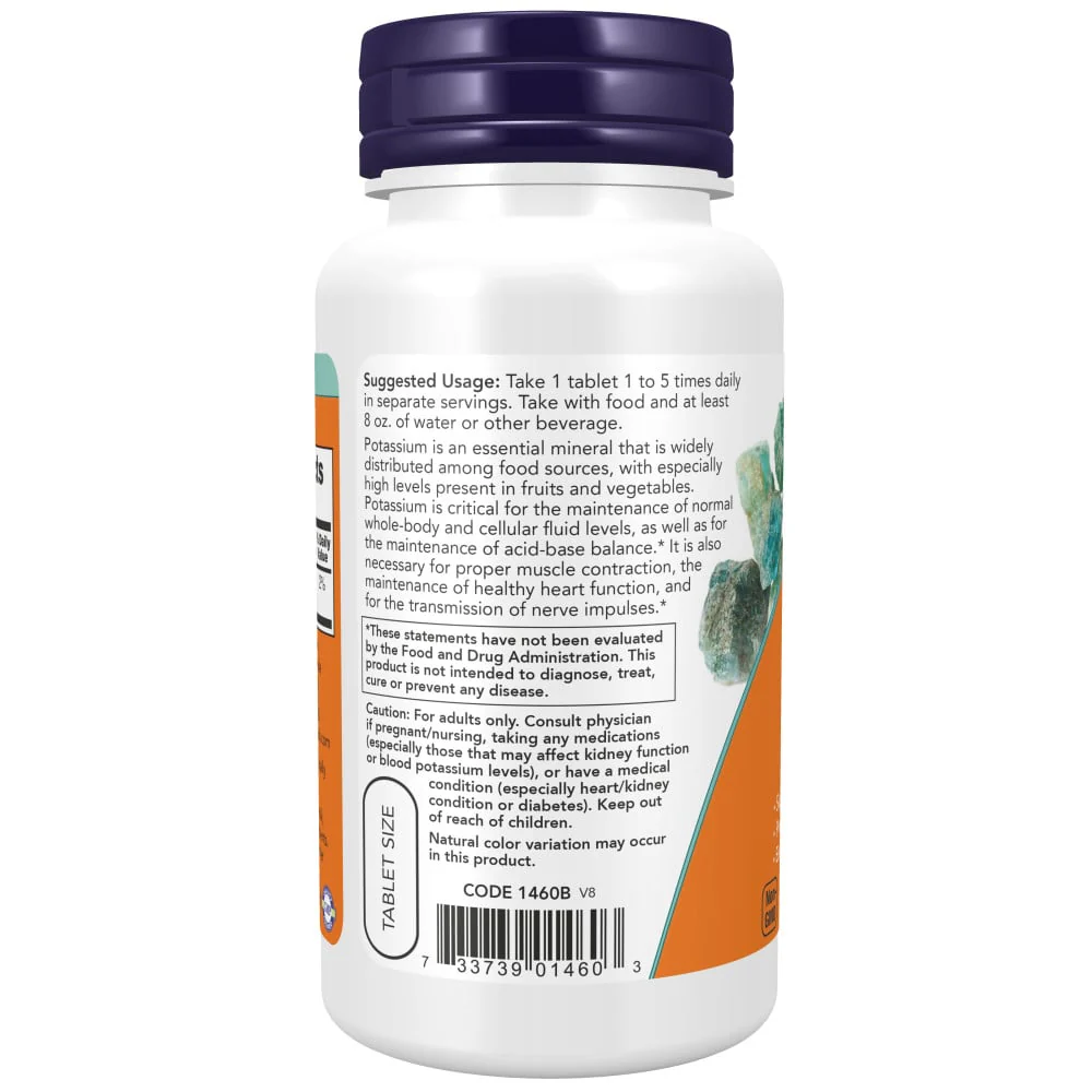 NOW - Potassium Gluconate 99mg Vegetarian 100s - Image 3