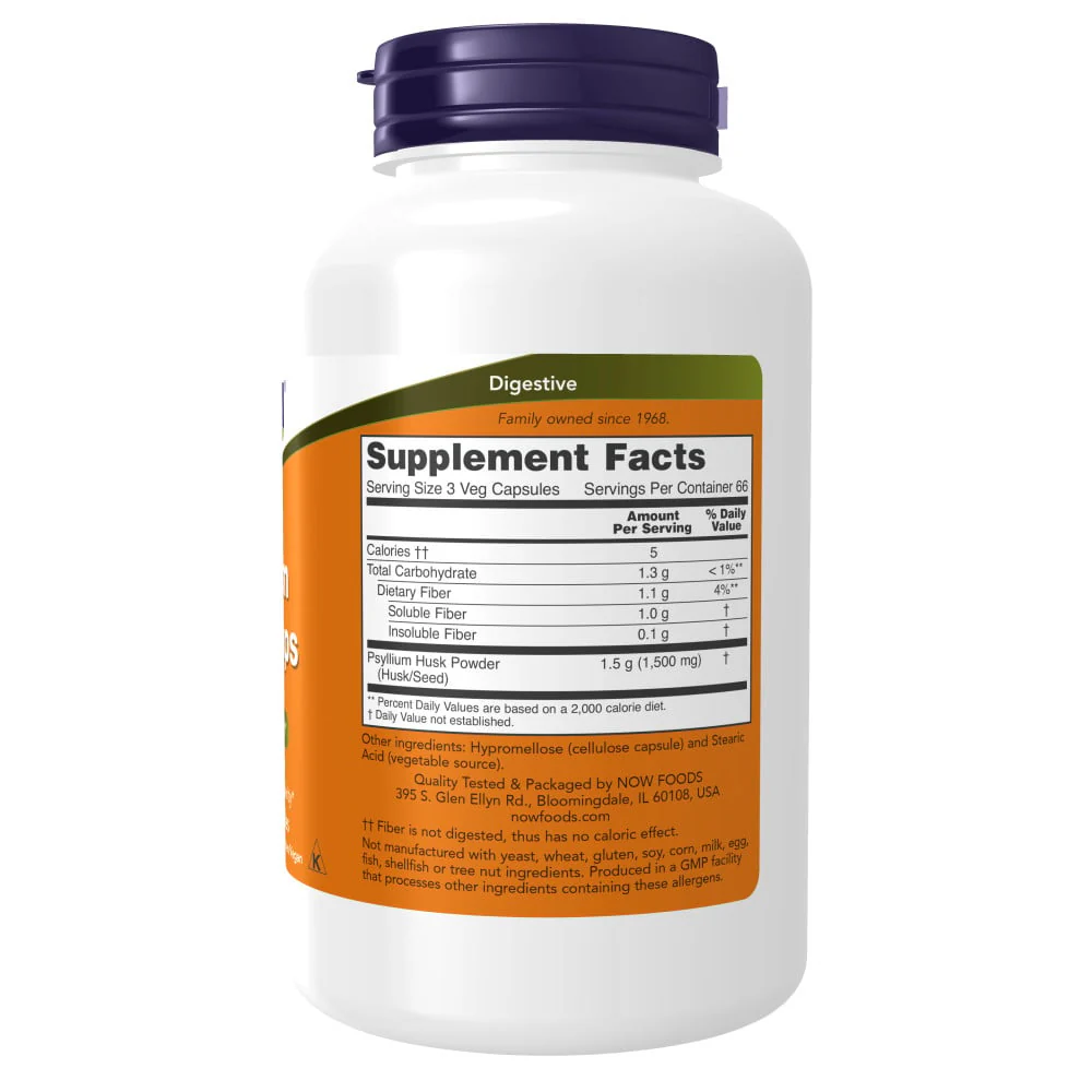 NOW - Psyllium Husk 500 mg 200s - Image 2