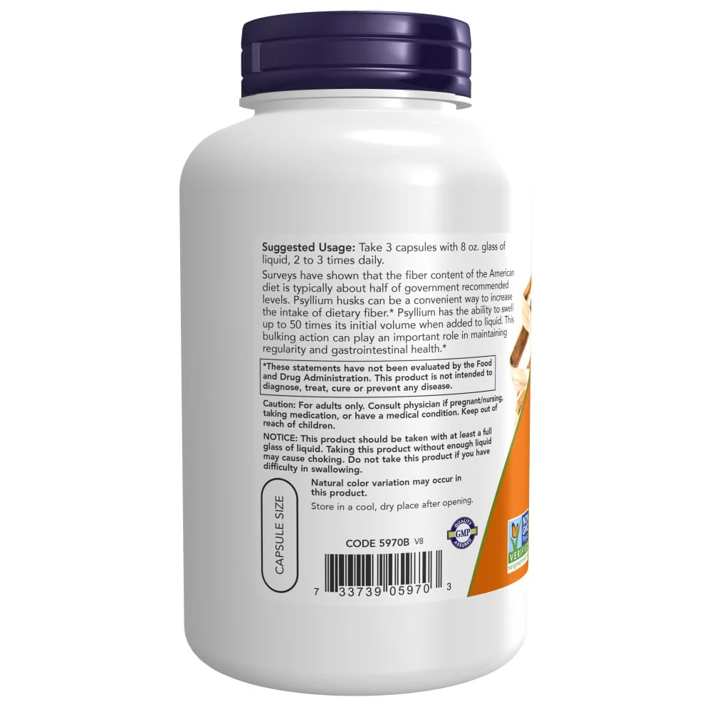 NOW - Psyllium Husk 500 mg 200s - Image 3