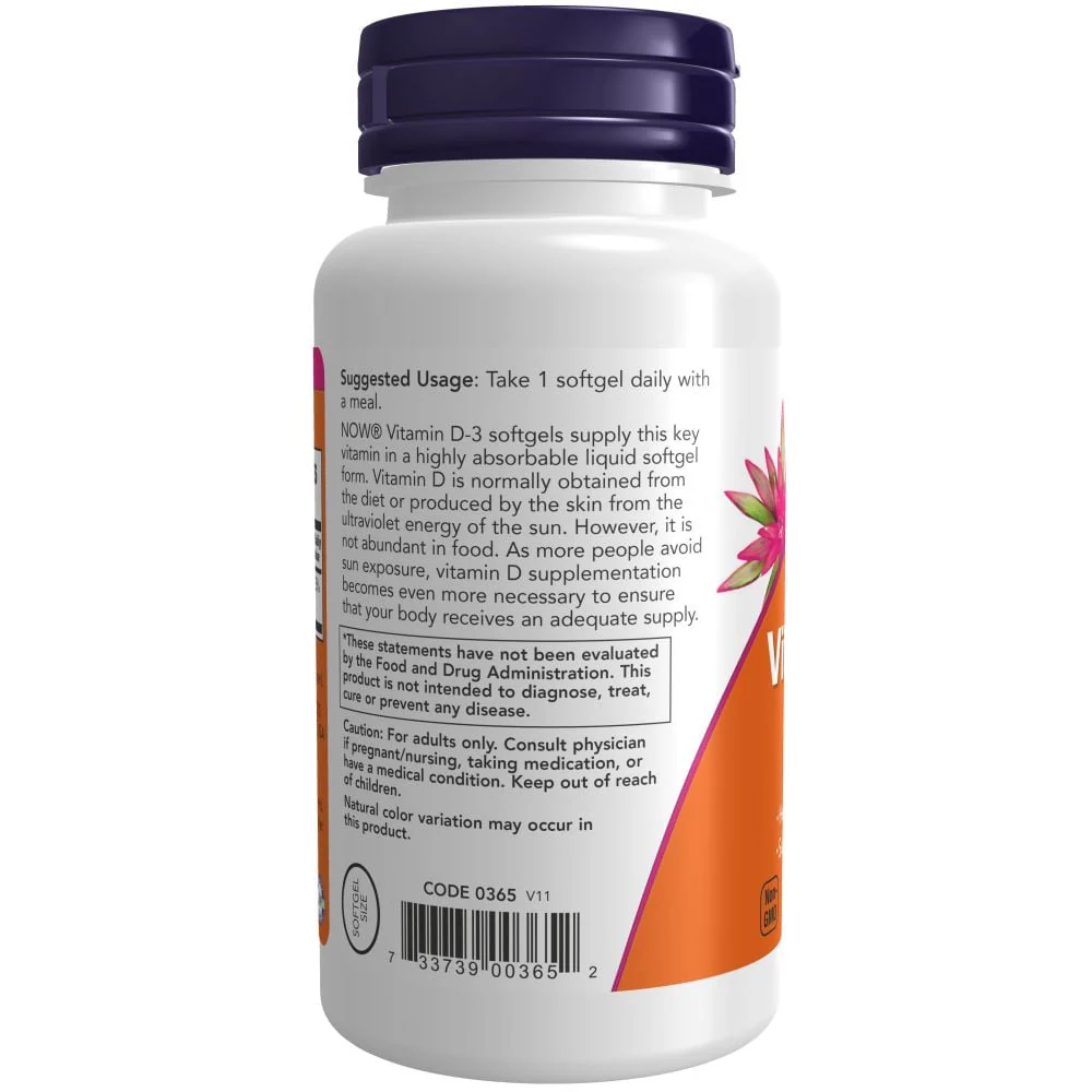 NOW - Vitamin D3 1000iu 180s - Image 2