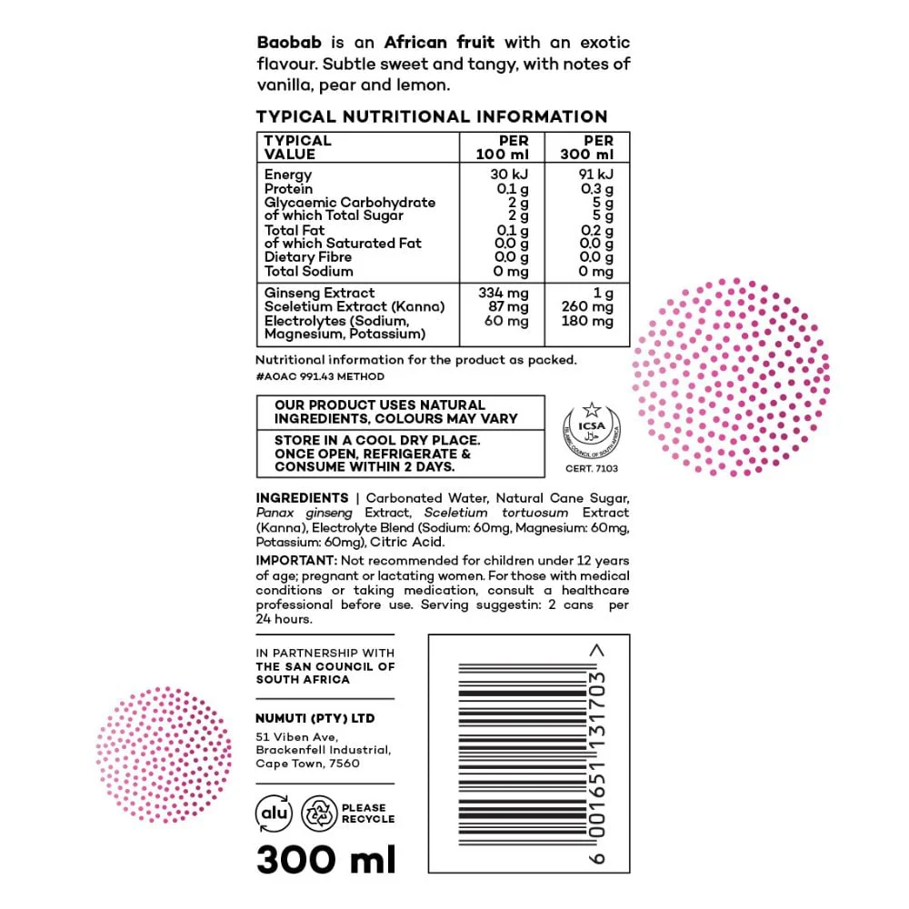 Numuti - Sparkling Drink Baobab 300ml - Image 2