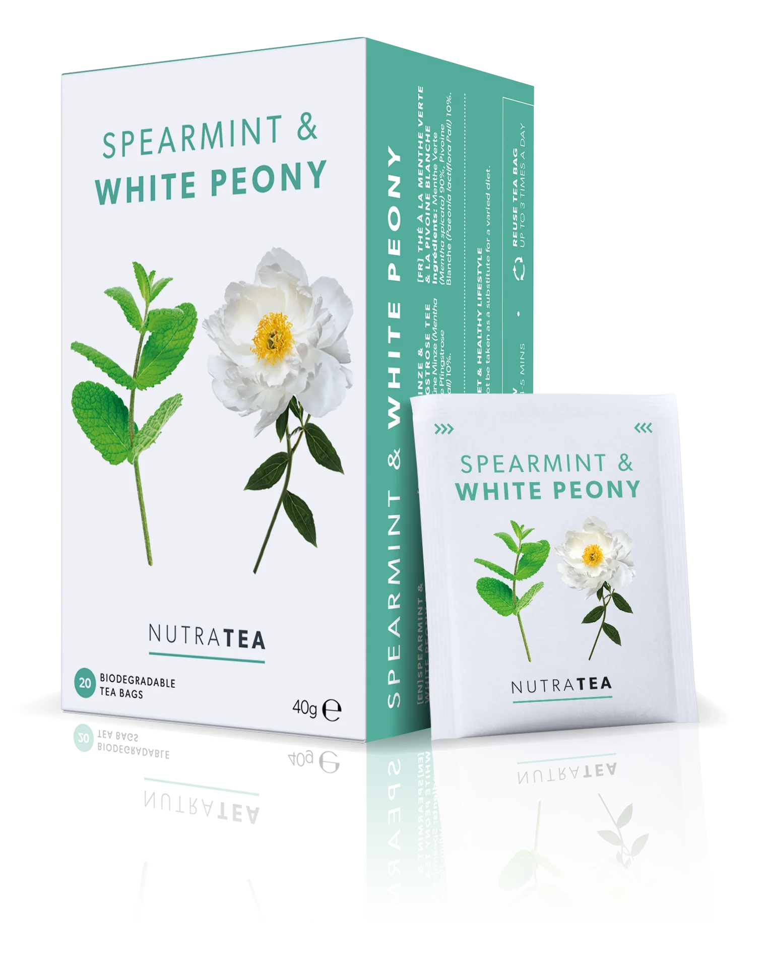 NutraTea - Tea Spearmint & White Peony Herbal Blend 20s 40g - Image 2