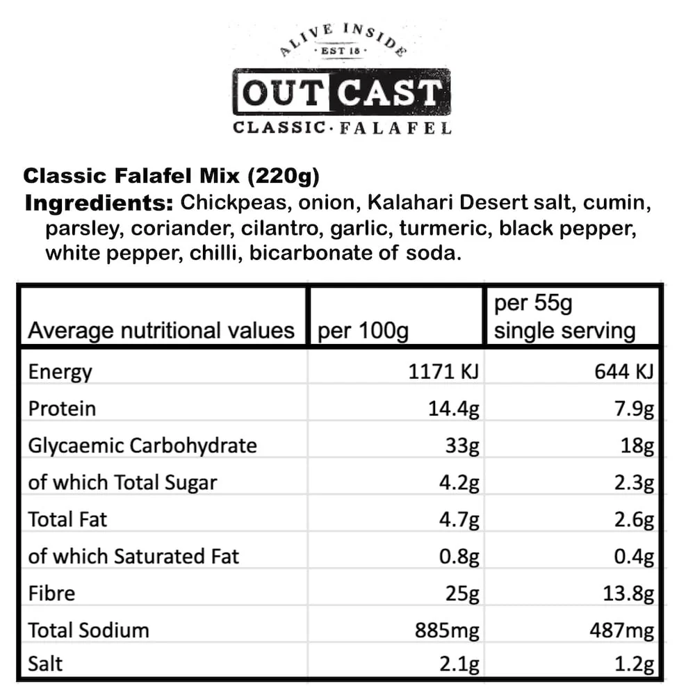 Outcast Foods - Falafels Premix Classic 220g - Image 2