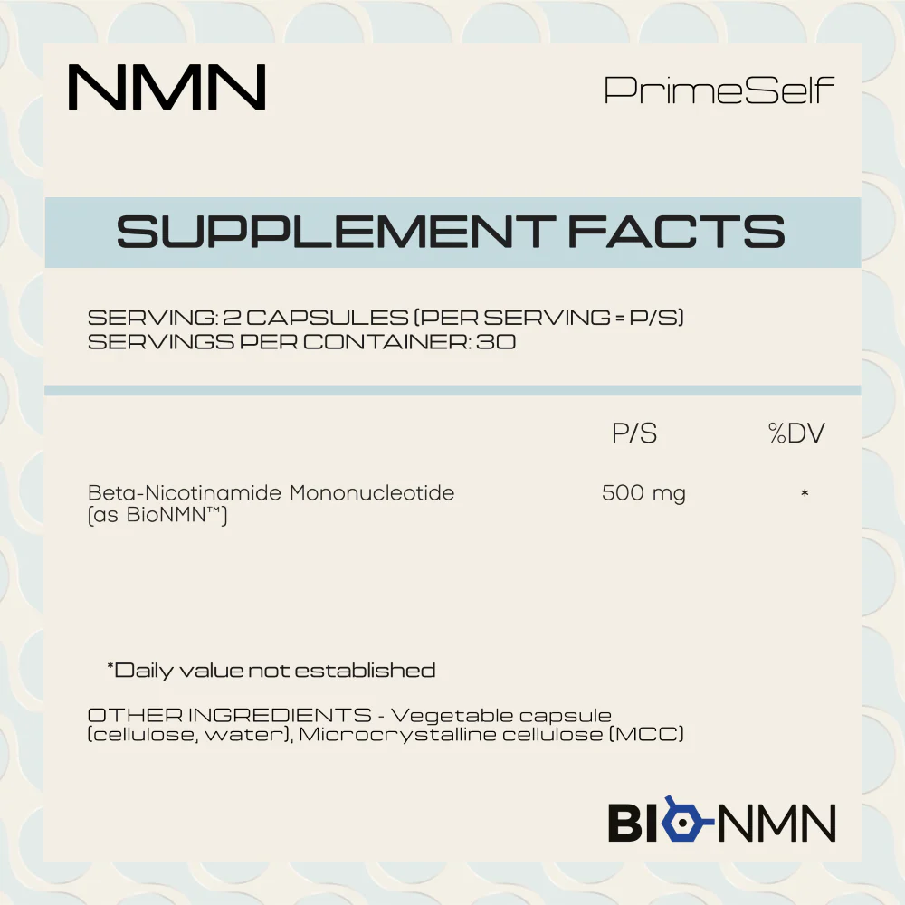 PrimeSelf - Nicotinamide Mononucleotide BIO NMN 60s - Image 2