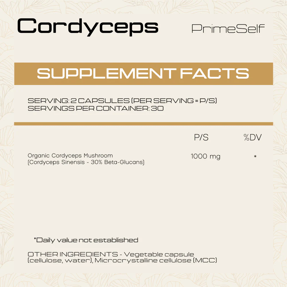 PrimeSelf - Organic Cordyceps Mushroom 60s - Image 2