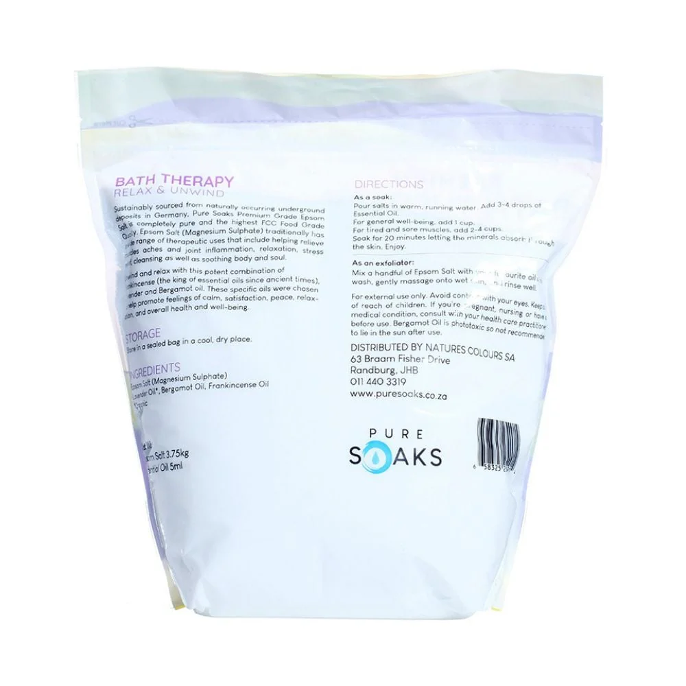 Pure Soaks - Epsom Salt Relax & Unwind 3.75kg - Image 3