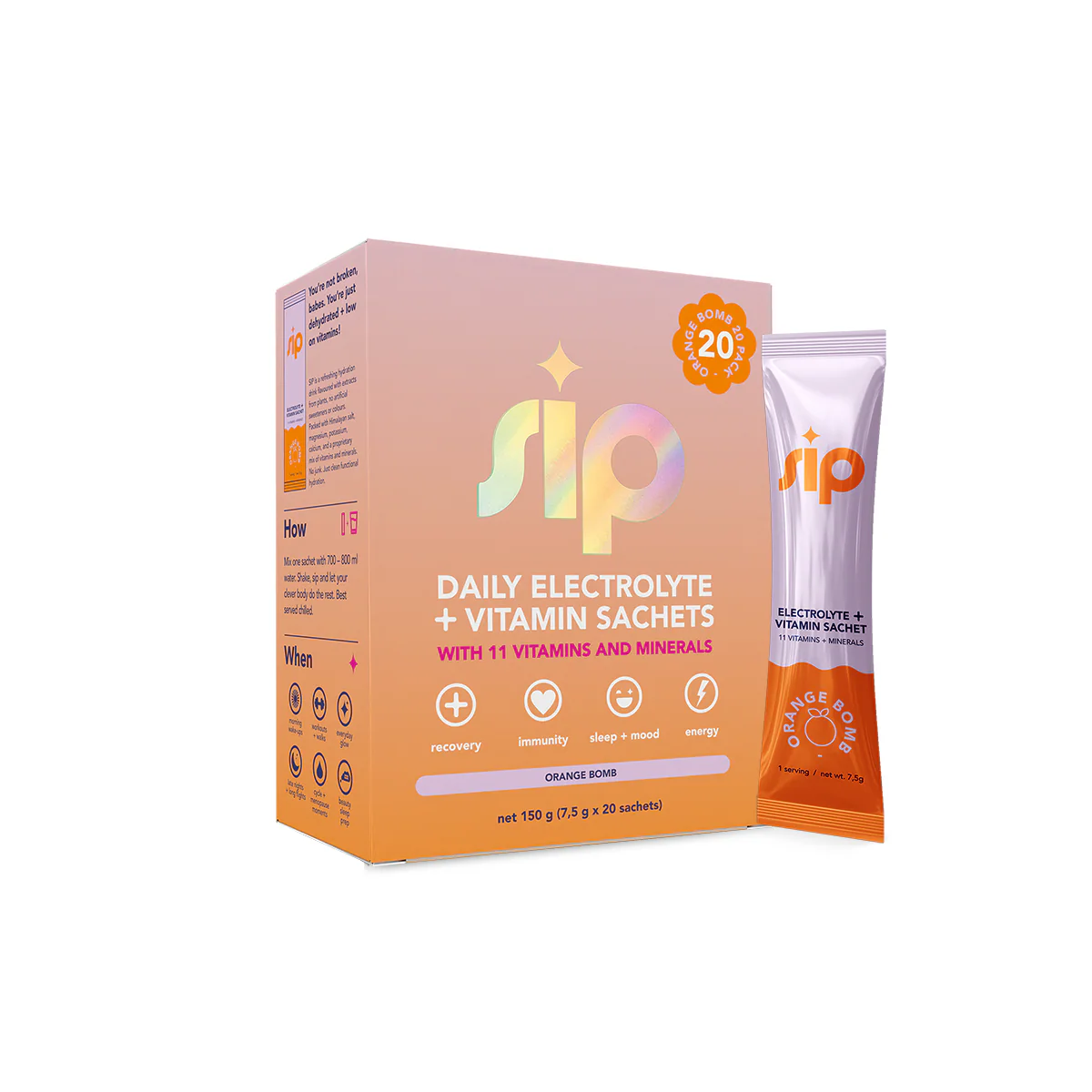 SIP - Daily Electrolyte & Vitamin Sachets Orange Bomb 20s