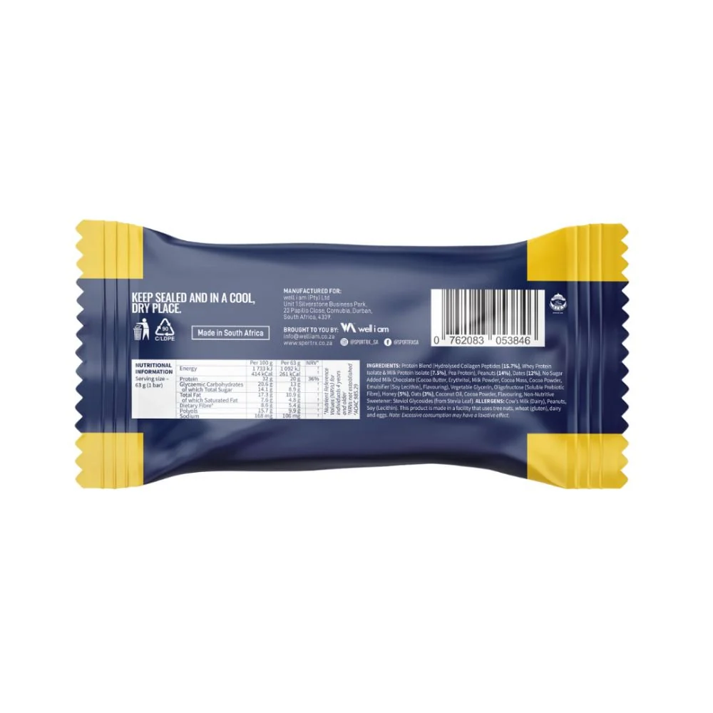 Sport RX - Protein Bar Chocolate Peanut Butter 63g - Image 2