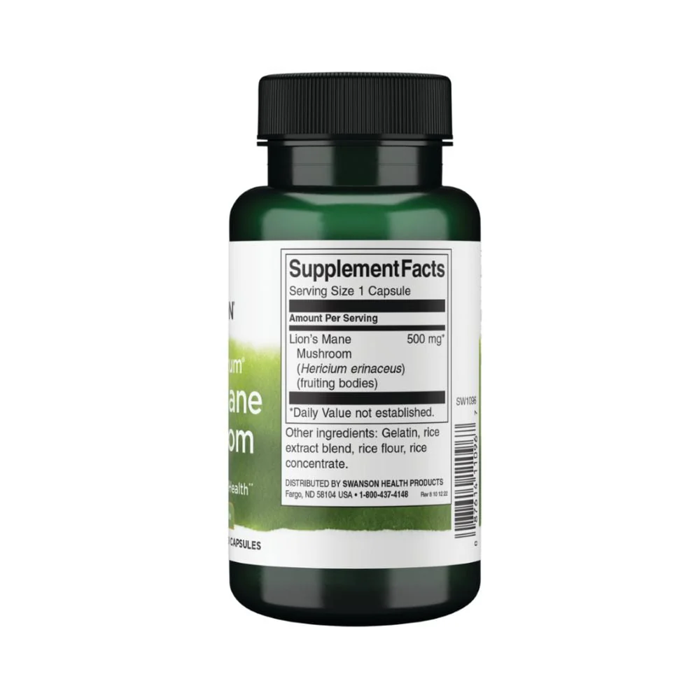 Swanson - Full Spectrum Lions Mane Mushroom 500mg 60s - Image 2