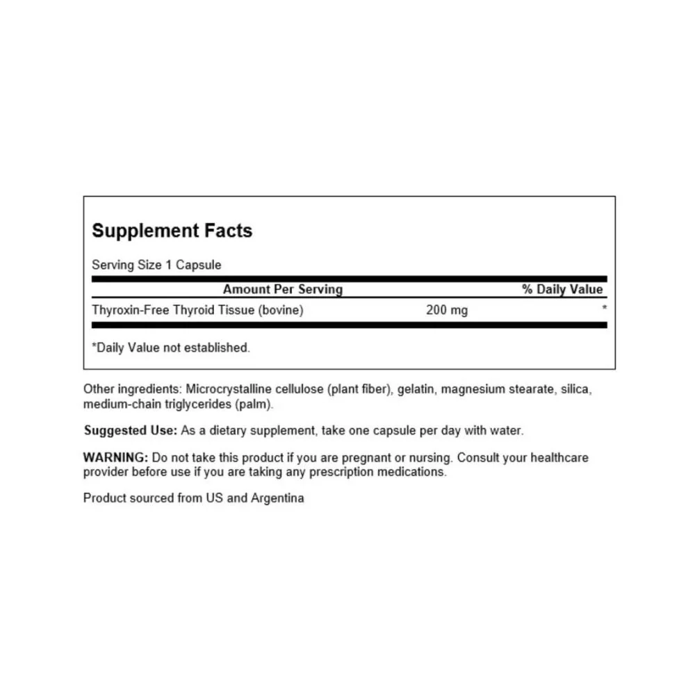 Swanson - Thyroid Glandular 200mg 60s - Image 2