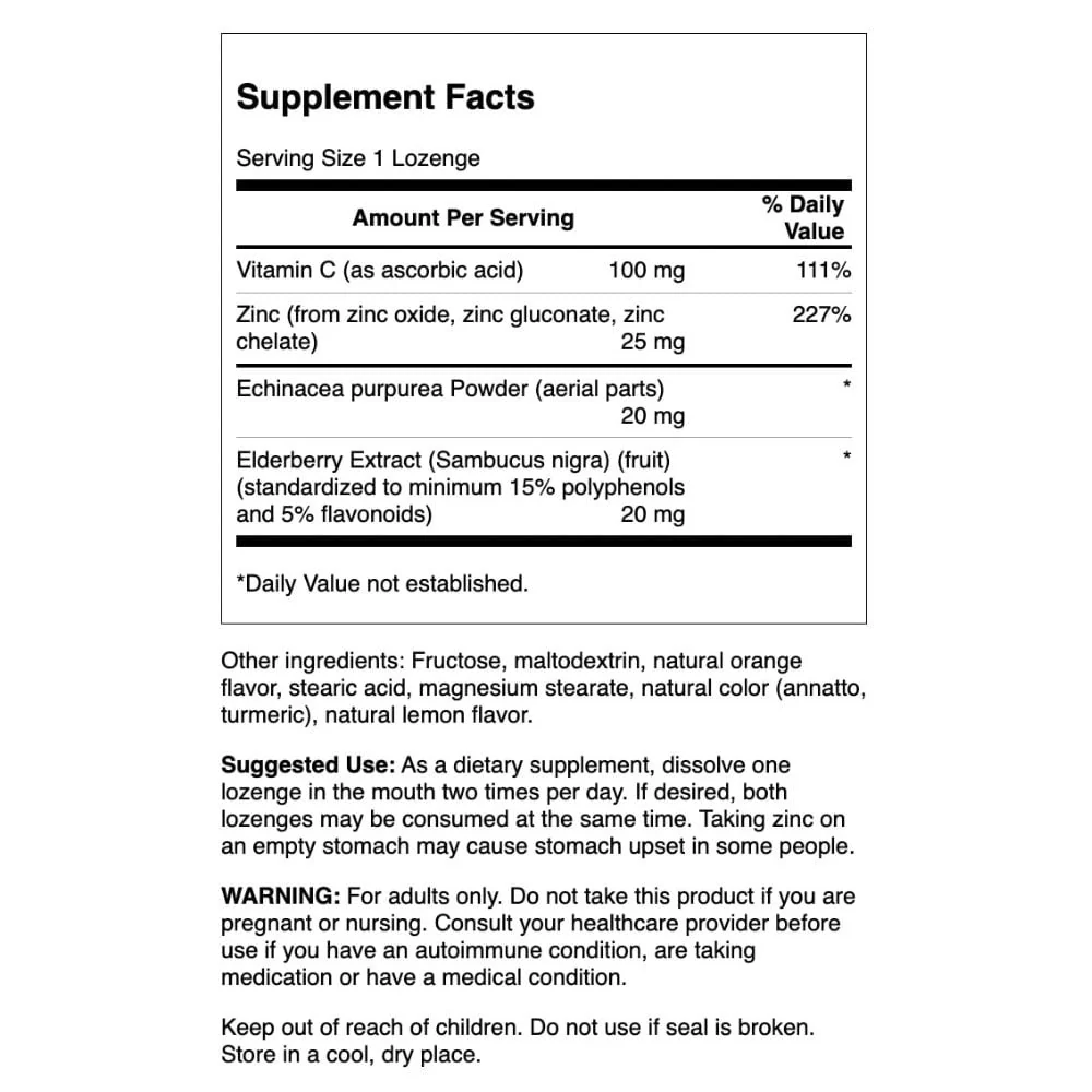 Swanson - Zinc & C Lozenges w/ Elderberry & Echinacea, Orange & Lemon Flavor 60s - Image 3