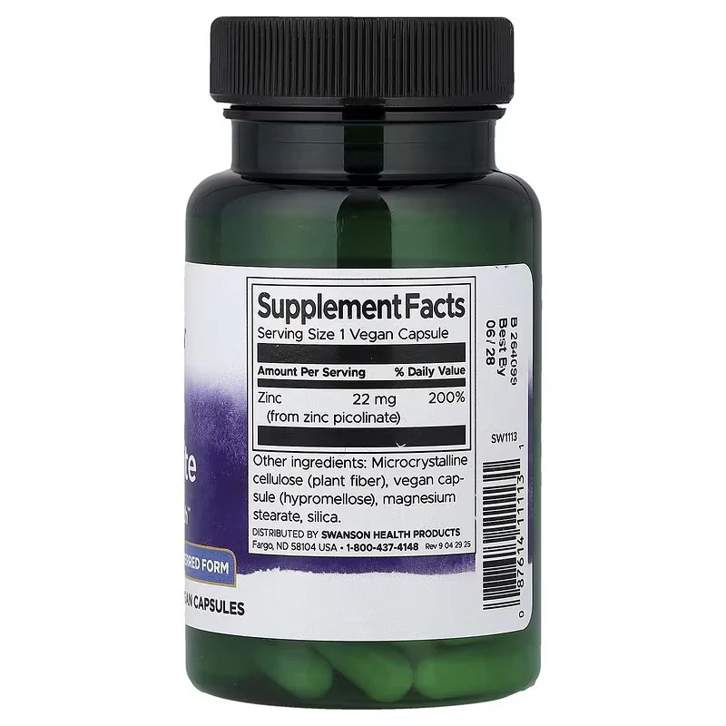 Swanson - Zinc Picolinate 22mg 60s - Image 2