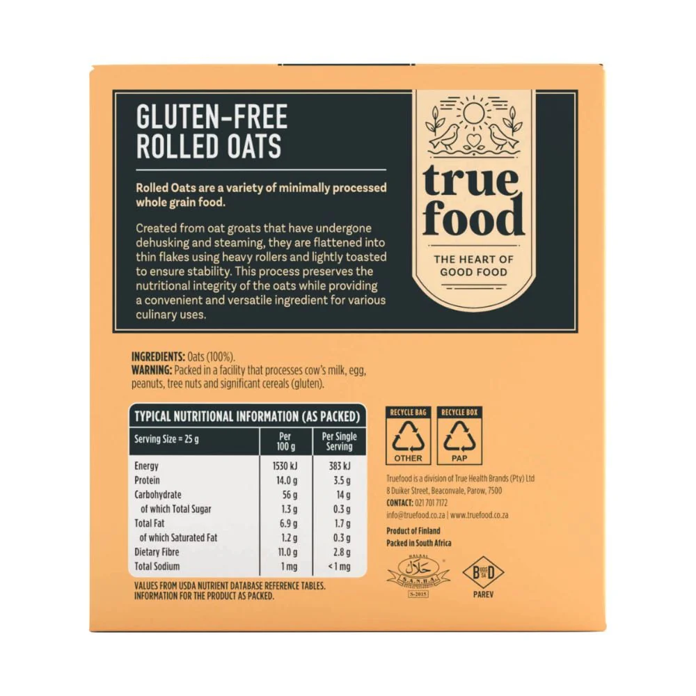 Truefood - Rolled Oats Gluten Free 1kg - Image 2
