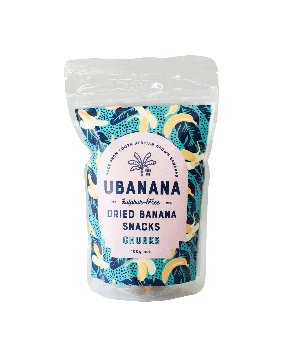 Ubanana - Dried Banana Chunks Sulphur Free 100g