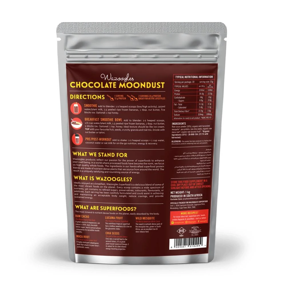 Wazoogles - Superfood Protein Blend Chocolate Moondust 1kg - Image 3