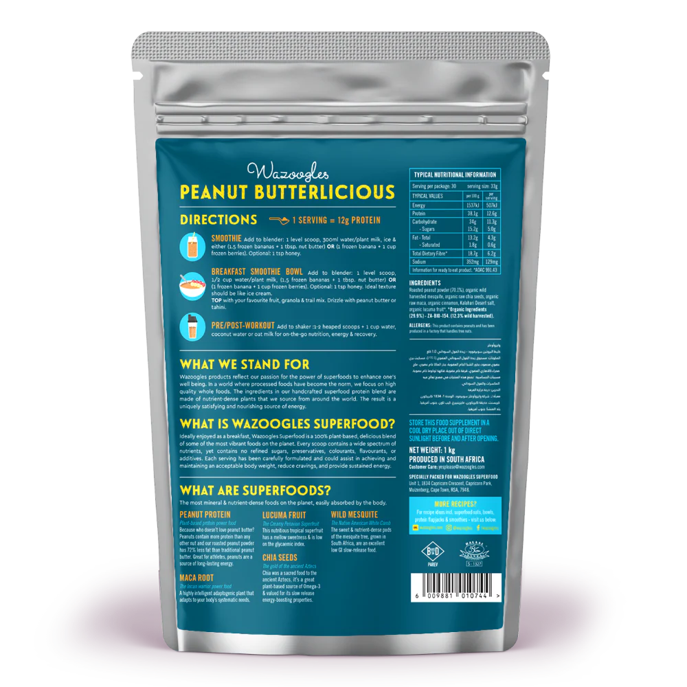 Wazoogles - Superfood Protein Blend Peanut Butterlicious 1kg - Image 2