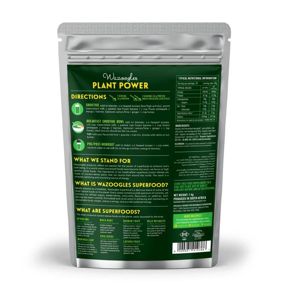 Wazoogles - Superfood Protein Smoothie Blend Plant Power 1kg - Image 3