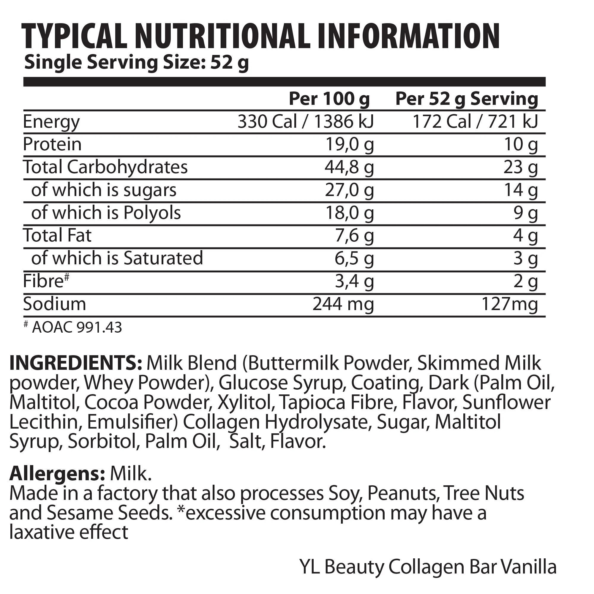 Youthful Living - Bar Beauty Collagen Vanilla 52g - Image 2