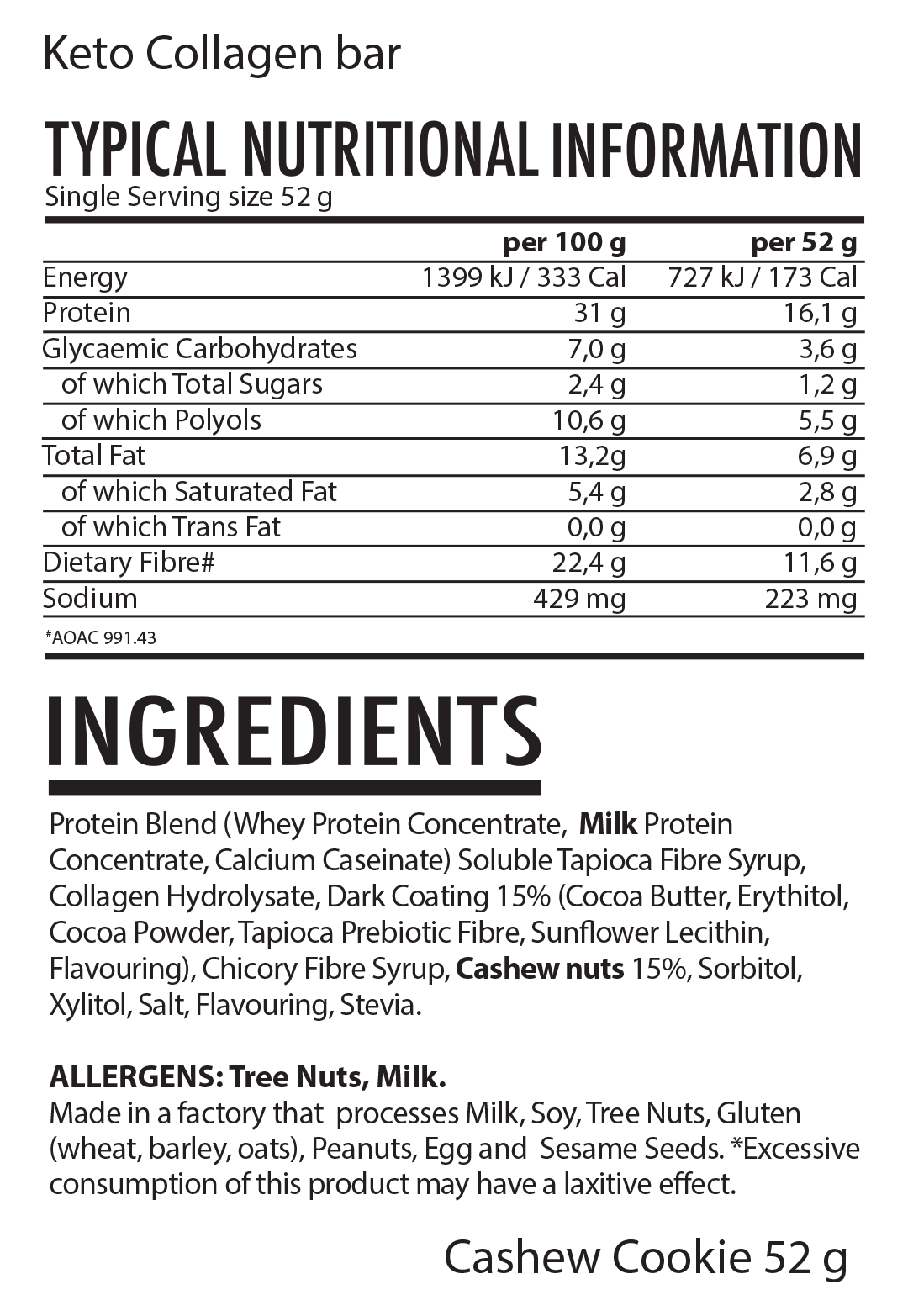 Youthful Living - Bar Keto Collagen Cashew Cookie 52g - Image 2