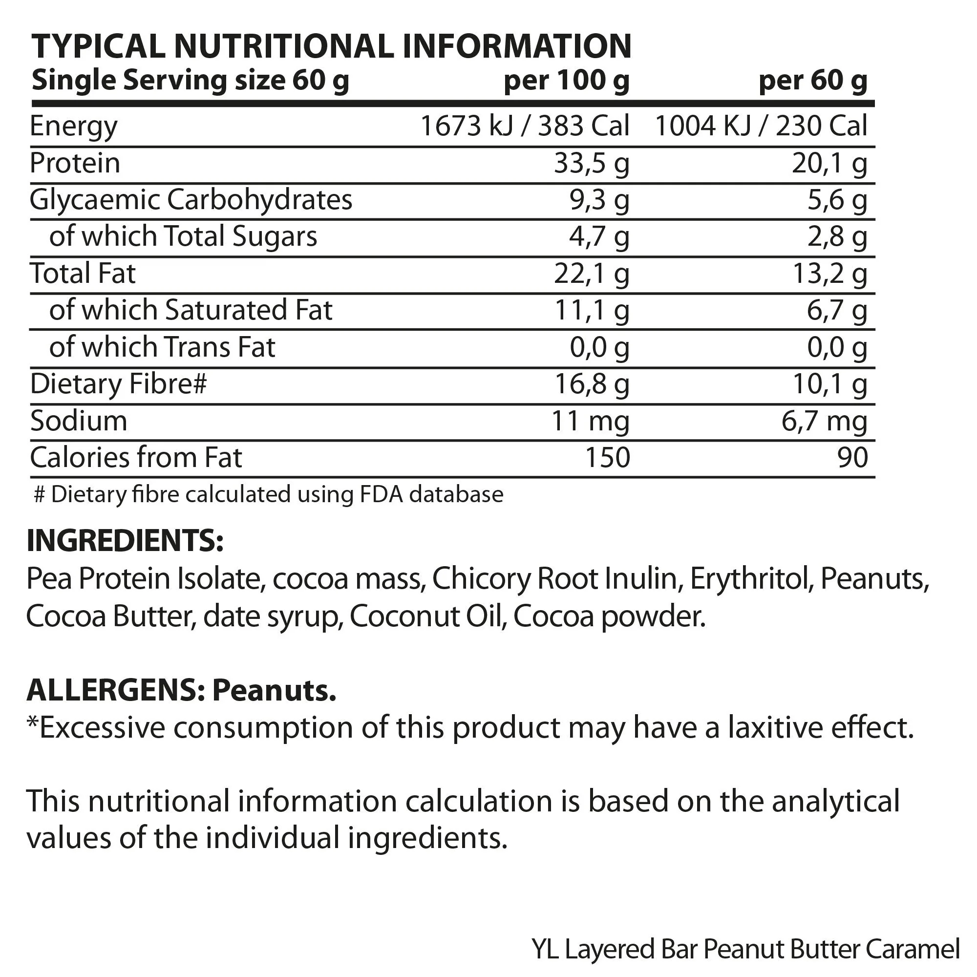 Youthful Living - Bar Protein Layered Peanut Butter Caramel 60g - Image 3