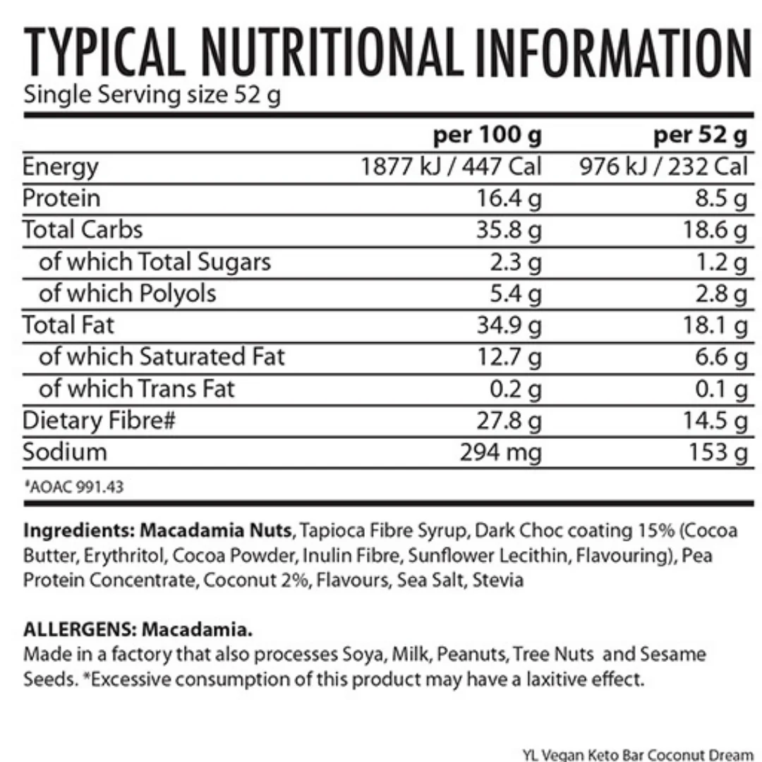 Youthful Living - Bar Vegan Keto Coconut Dream 52g - Image 2