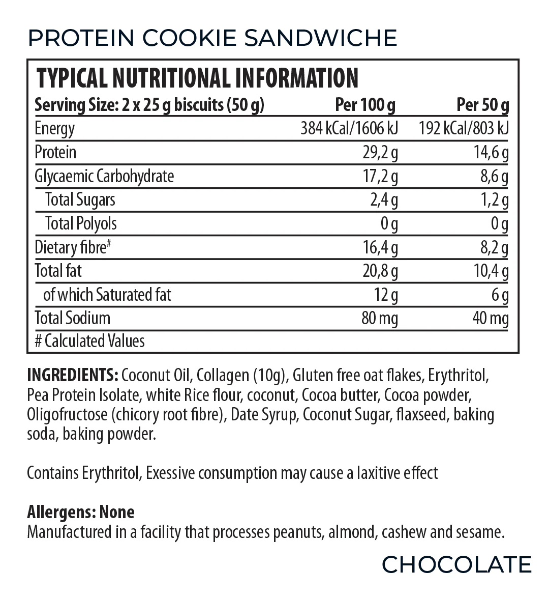 Youthful Living - Protein Cookie Sandwich Chocolate 2 x 25g - Image 2